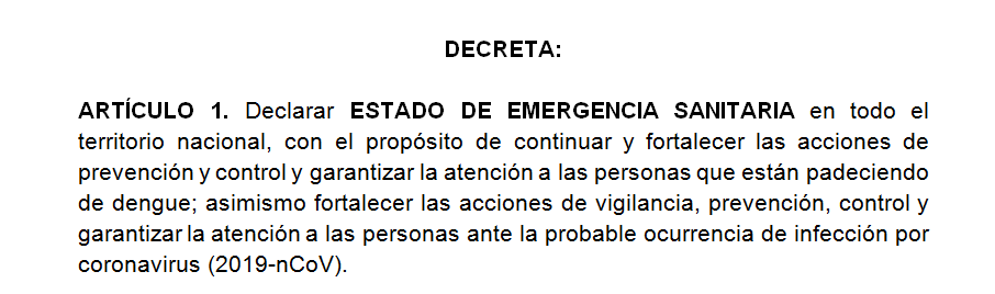  Gobierno de Honduras declara e 