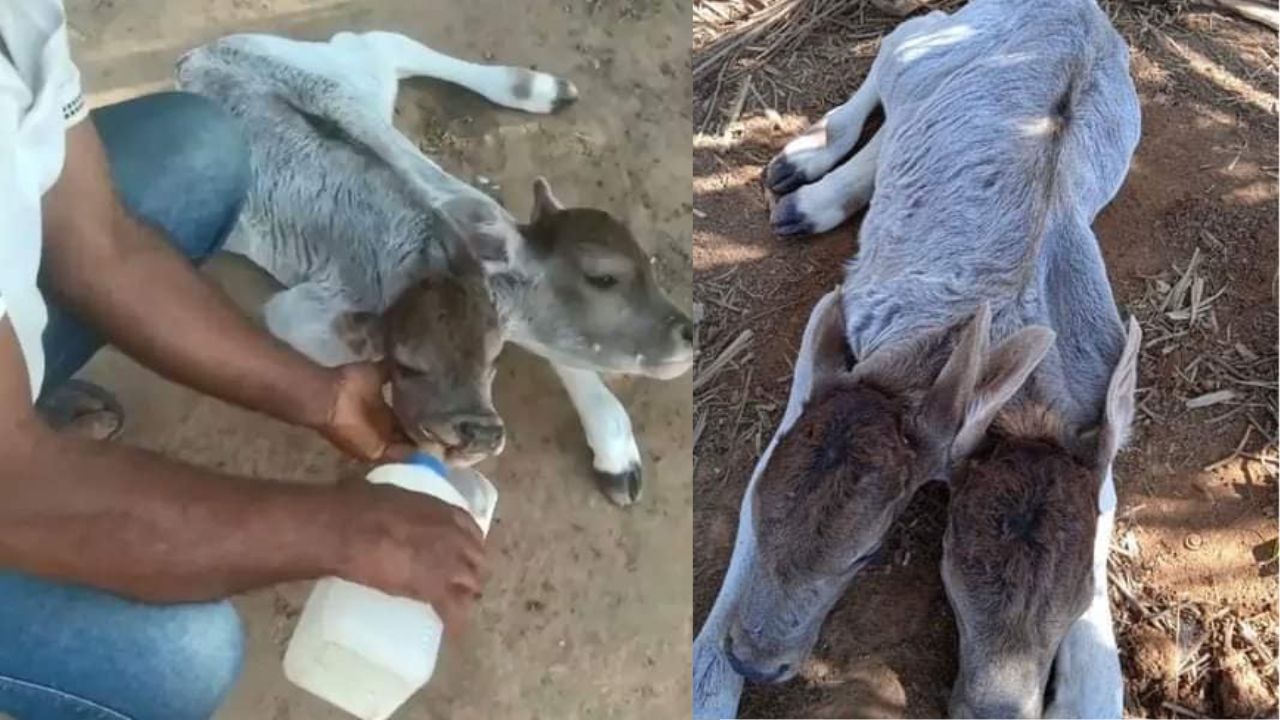 FOTOS Nace becerro con dos cabezas; logró vivir más de 24 horas HRN