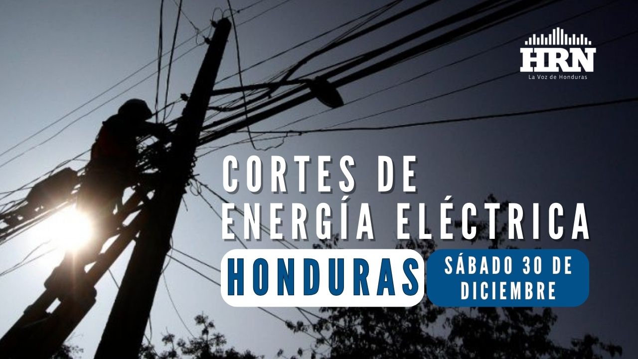 Cortes de energía eléctrica programados por la ENEE para este sábado 30