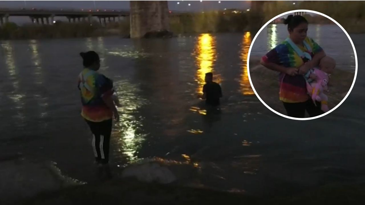 Video: Madre hondureña cruza el río bravo con su bebé en brazos