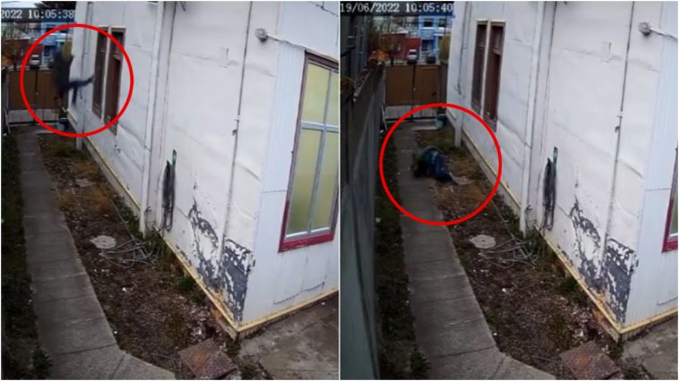 Hombre se lanza segundo piso