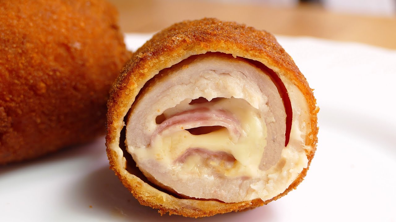 Apariencia correcta de un cordon bleu. Se puede usar otros tipos de queso para el relleno. Foto: Recetas de Cocina Casera y Fácil.