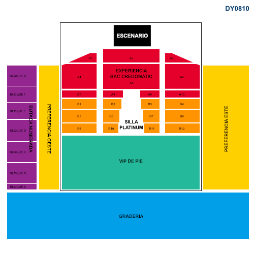 Ubicación de zonas para el concierto de Daddy Yankee en San Pedro Sula. Foto: eticket.hn