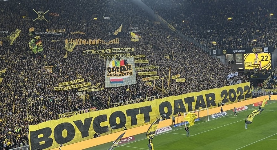 Boicot del Mundial de Qatar durante la Liga Alemana. Foto: El Sereno Indiscreto
