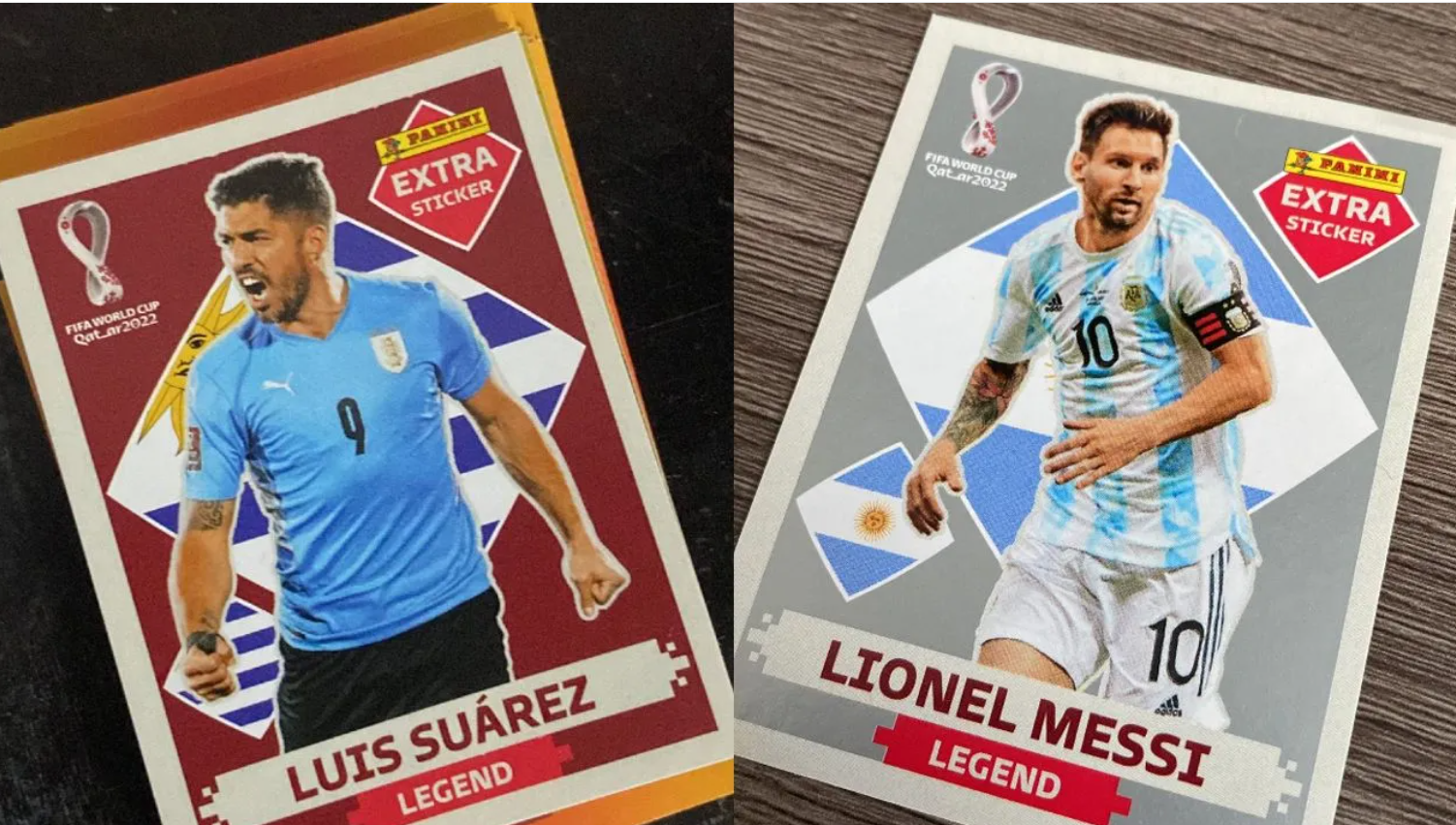 Figurita de Messi y Luis Suárez en versión leyenda. Foto: Cero Cero