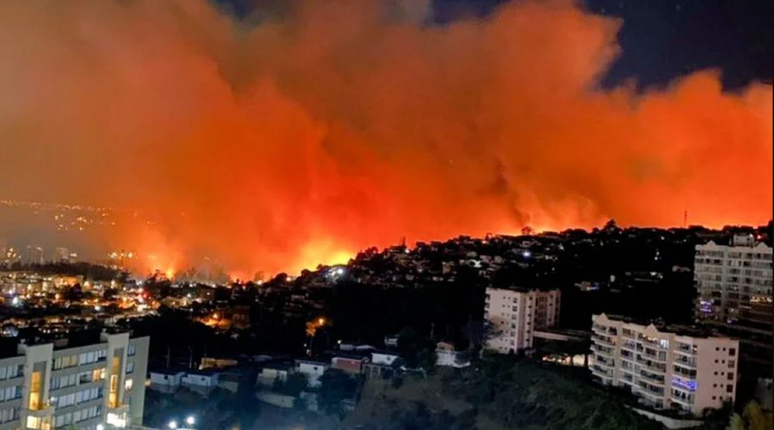 Vista aérea de Viña del Mar. Foto: Bomberos de Chile