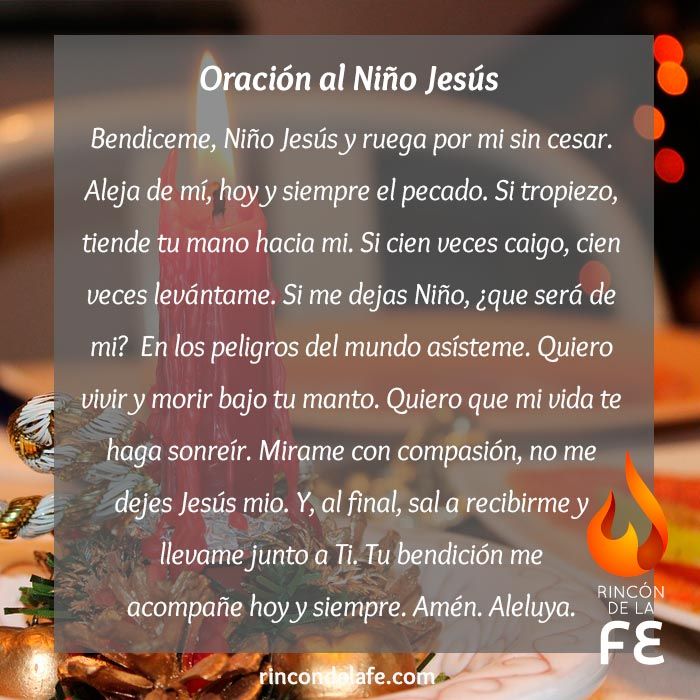 Oración en agradecimiento al Niño Jesús. Foto: Rincón de la Fe