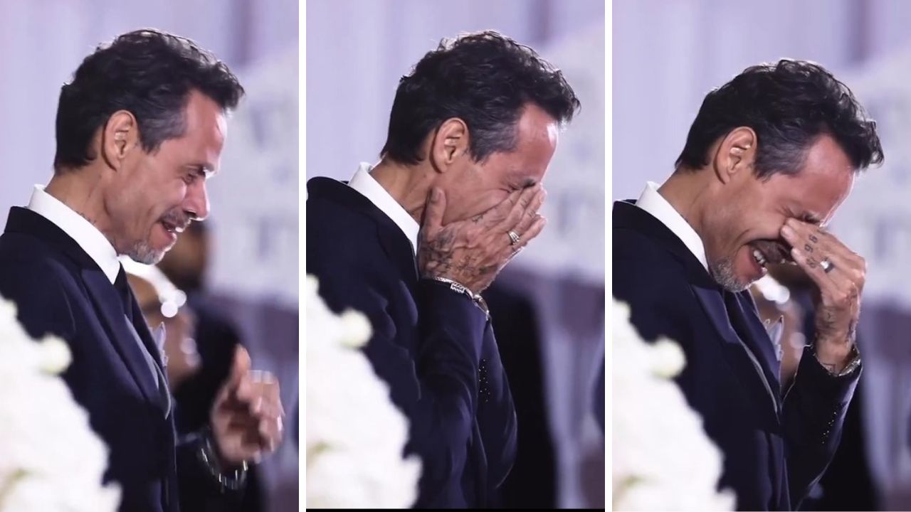 Conmovido hasta las lágrimas! Así reaccionó Marc Anthony al ver a Nadia Ferreira caminando hacia el altar