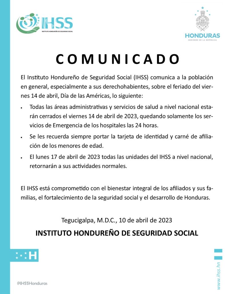 Ihss Rally El 14 de abril no habrá consulta externa en el IHSS por feriado de Día ...