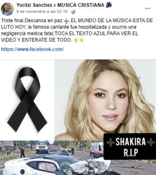 ¿Shakira murió en accidente?, redes sociales aseguran que la cantante