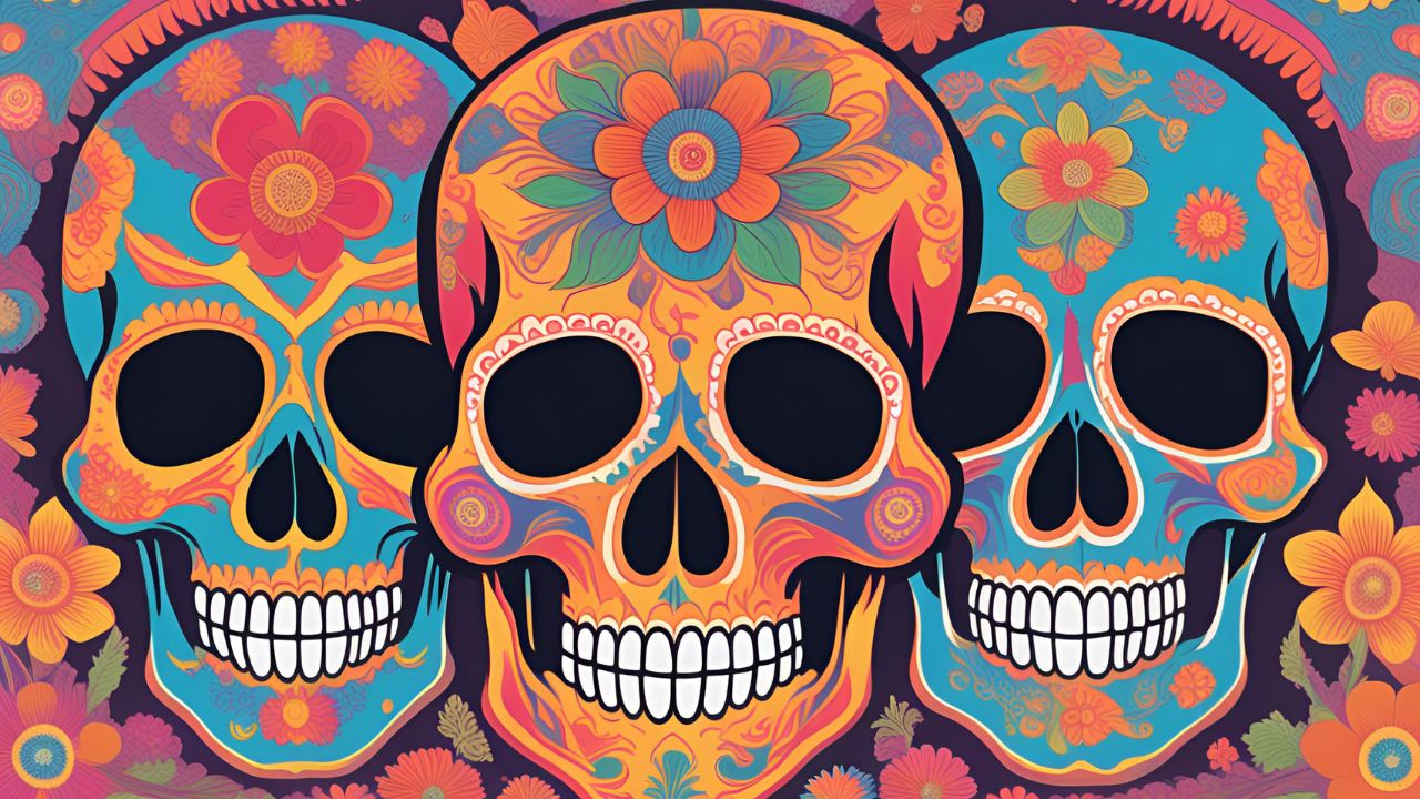 Dibujos de calaveras del Día de Muertos para imprimir y colorear