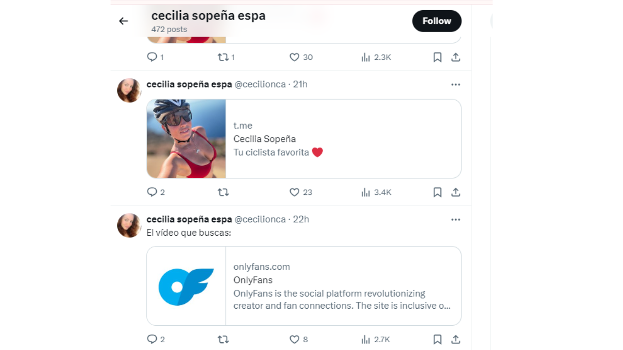 Cecilia Sopeña fotos y videos íntimos en Twitter y Onlyfans