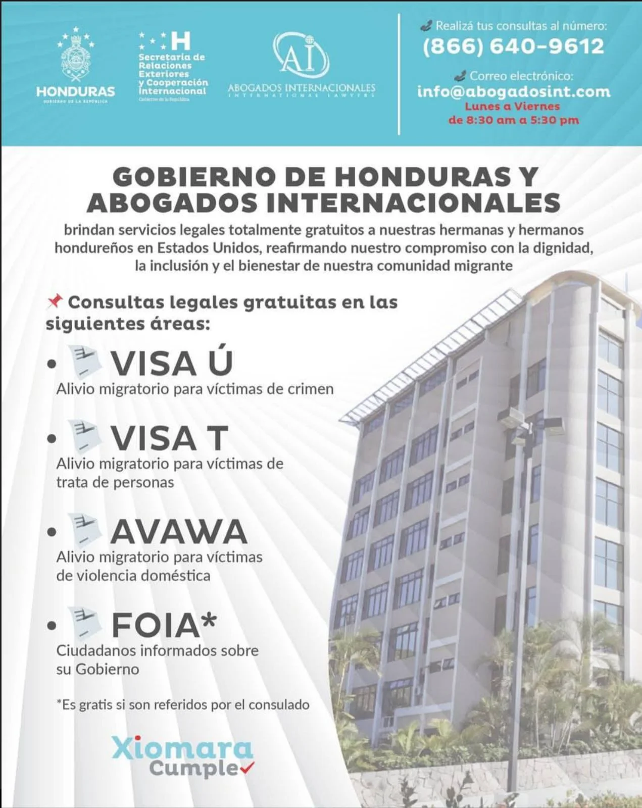 Diseño explicando los servicios migratorios