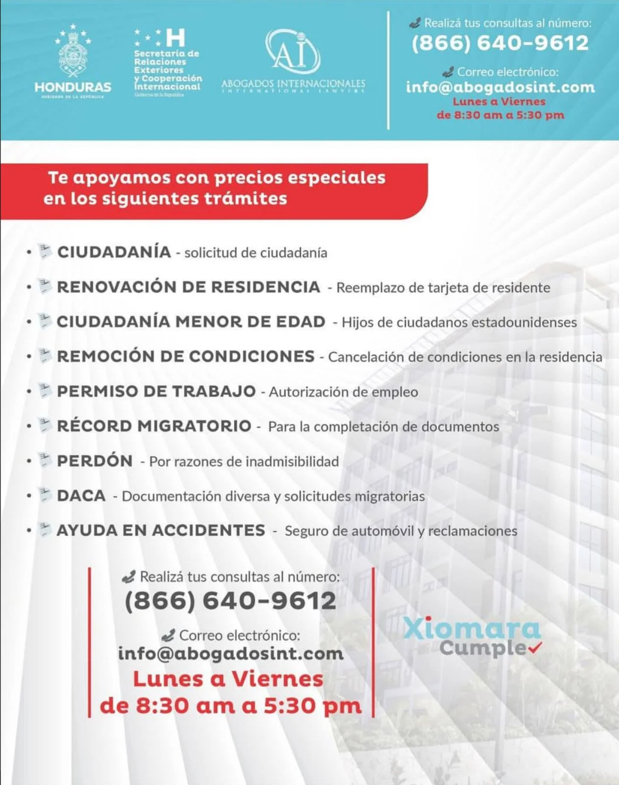 Diseño explicando los servicios consulares