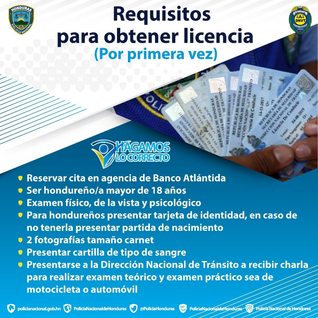 Requisitos para tramitar licencia de conducir en Honduras por primera vez Requisitos para tramitar licencia de conducir en Honduras por primera vez