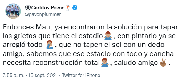 Tuit de Carlos Pavón 