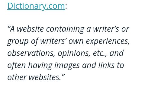 Definition of a blog by Dictionary.com