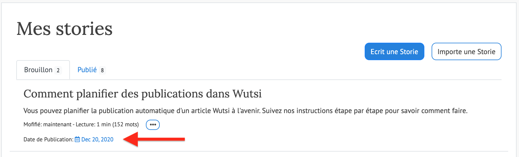 Liste des articles à publier avec date de publication