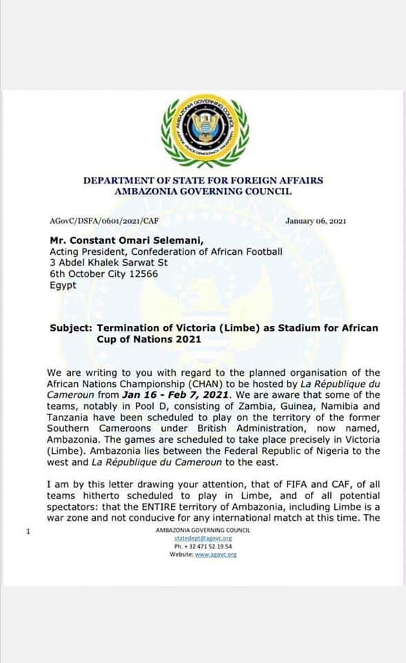 Chan 2021 au Cameroun : les Ambazoniens menacent