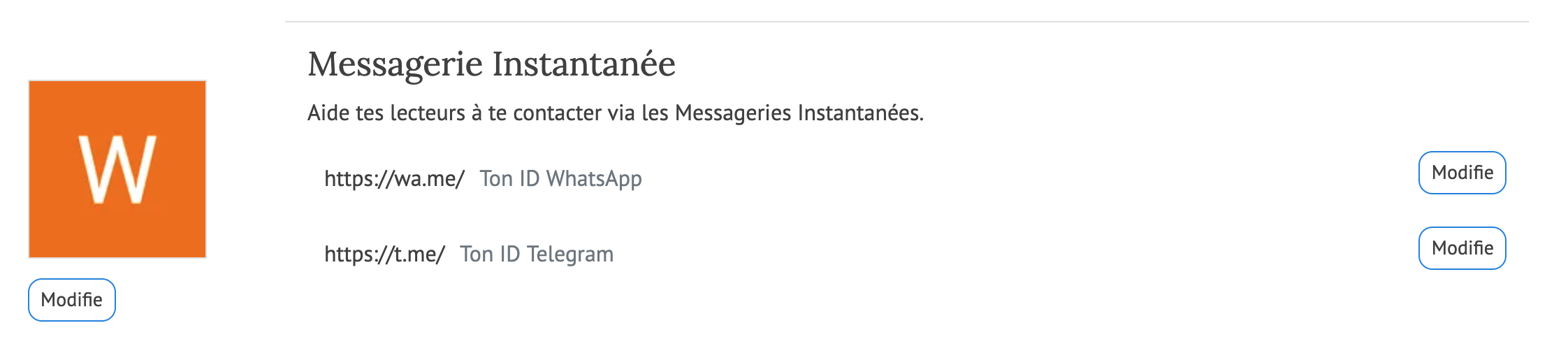 Configuration des Messageries Instantanées