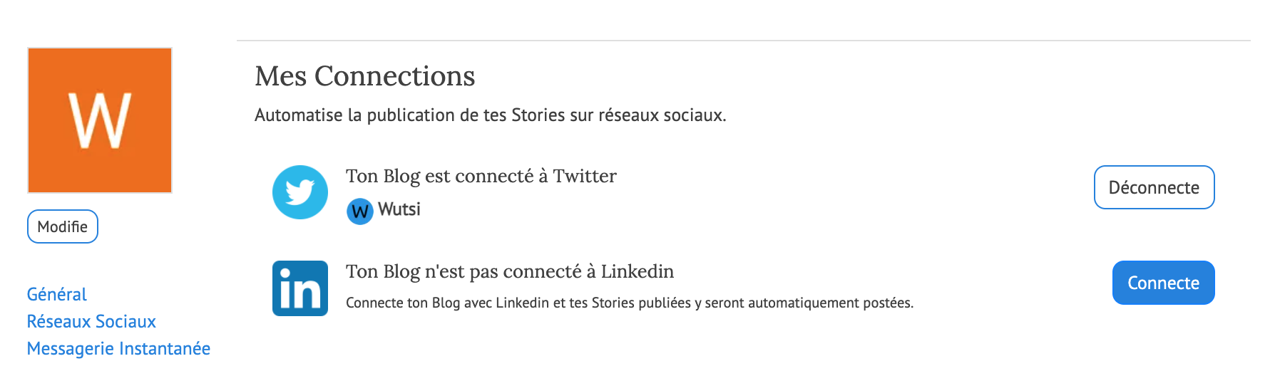 Configuration de LinkedIn