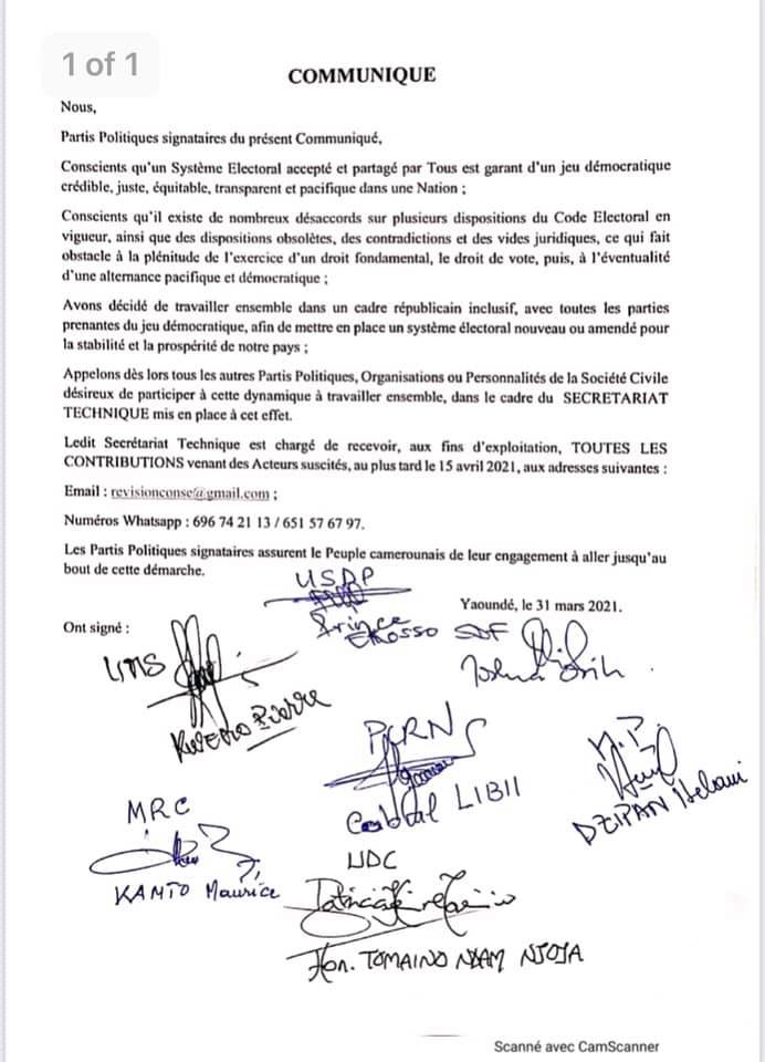 Communiqué final des leaders signataires. Crédit photo : Boris Bertold