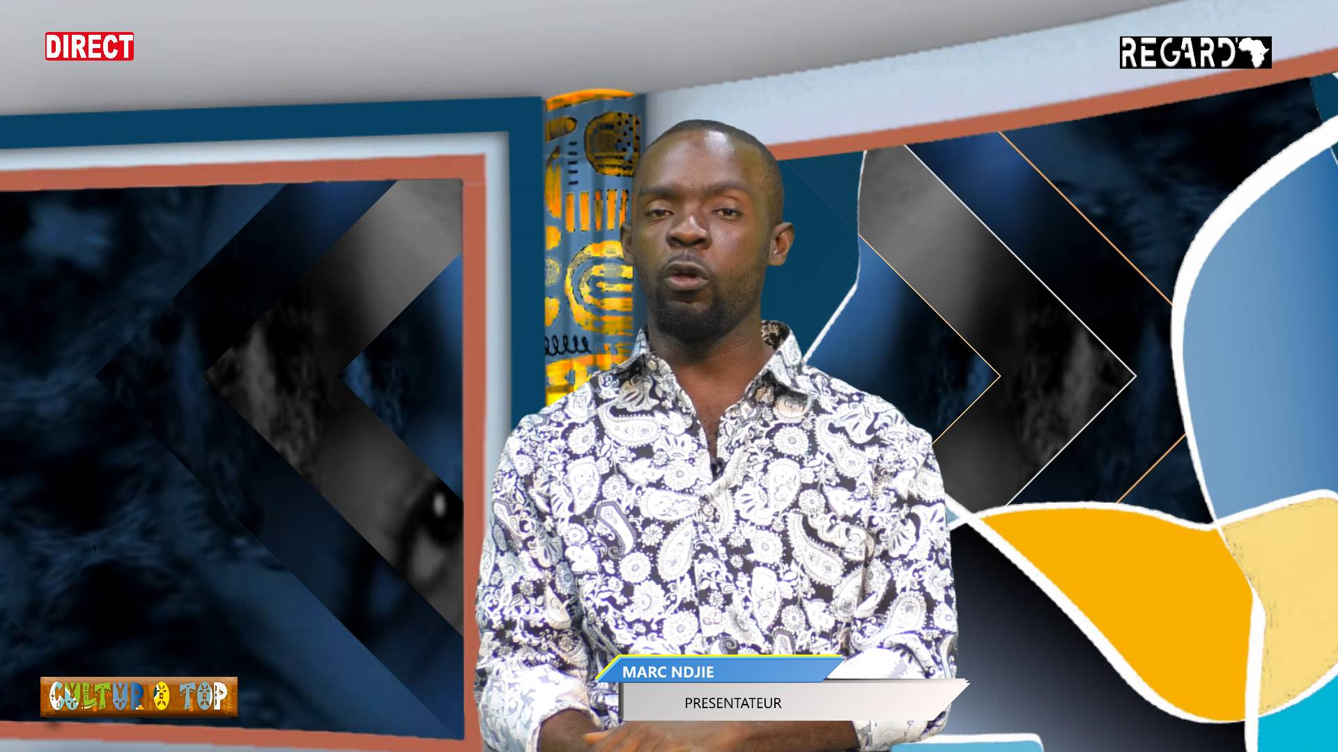 Marc Ndjié sur le plateau de Regard