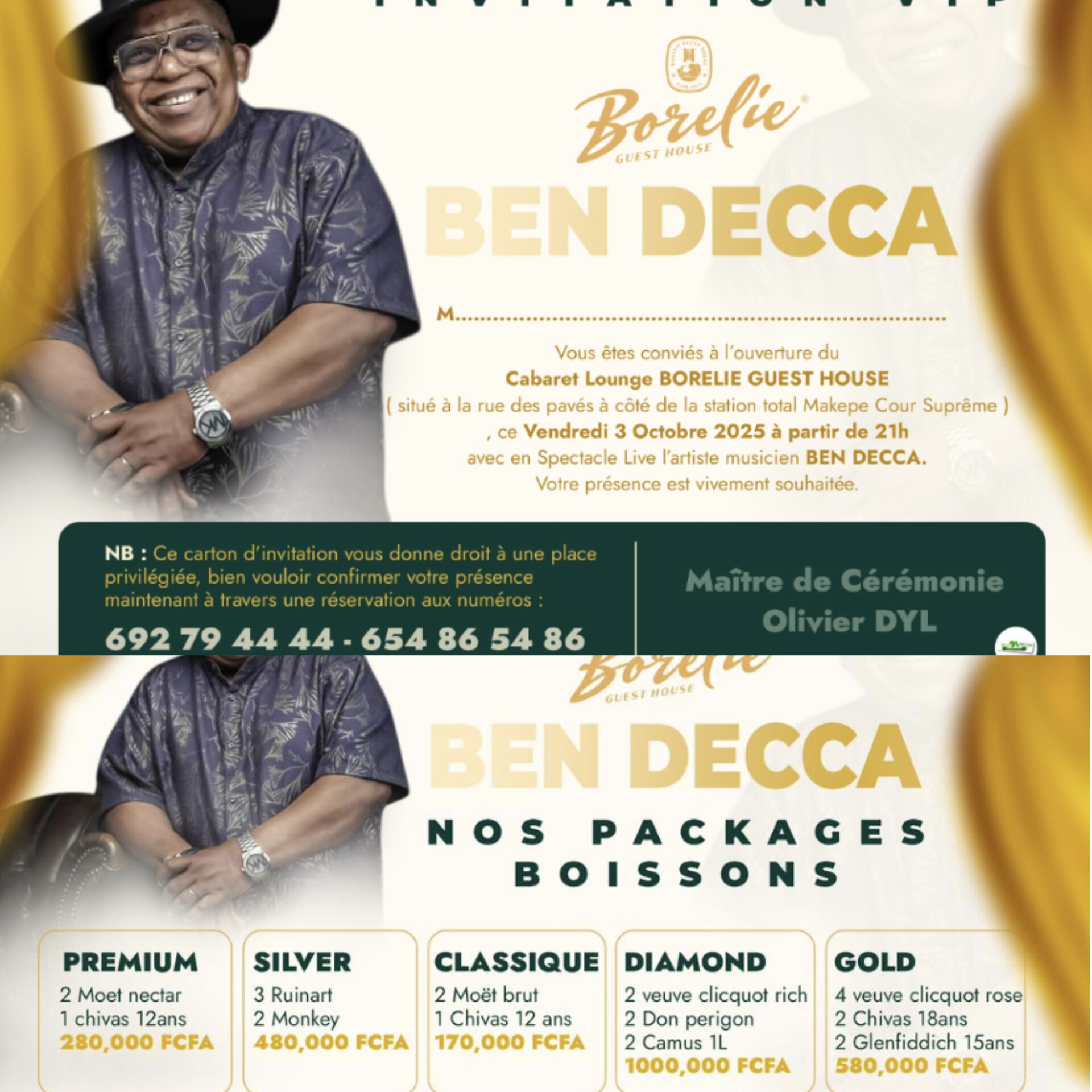 Grille tarifaire pour le spectacle de BIEN DECCA À BORELIE&nbsp;