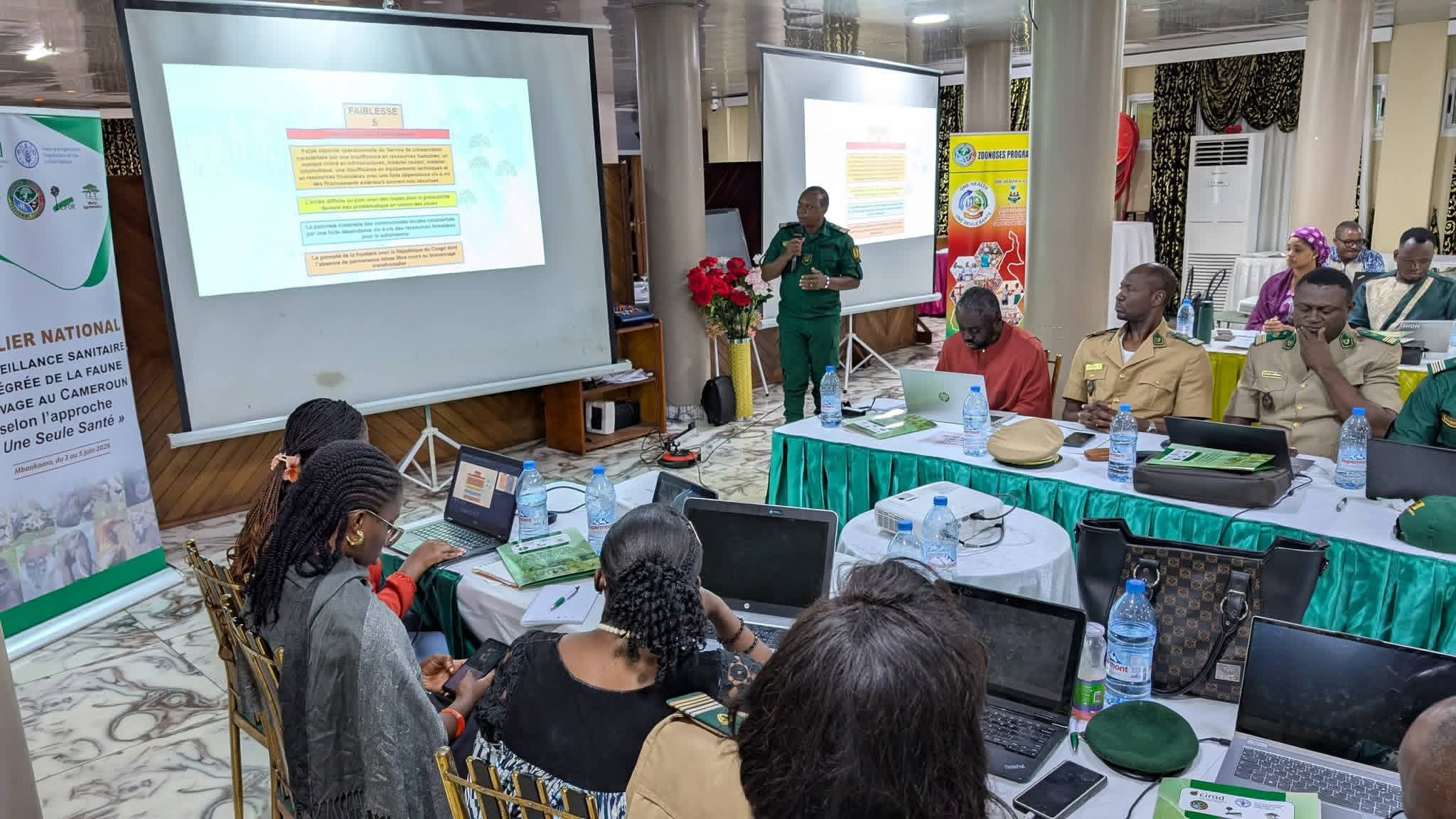 Les conservateurs des parcs nationaux en première ligne de cet atelier. Crédit : Programme Zoonoses Cameroun.