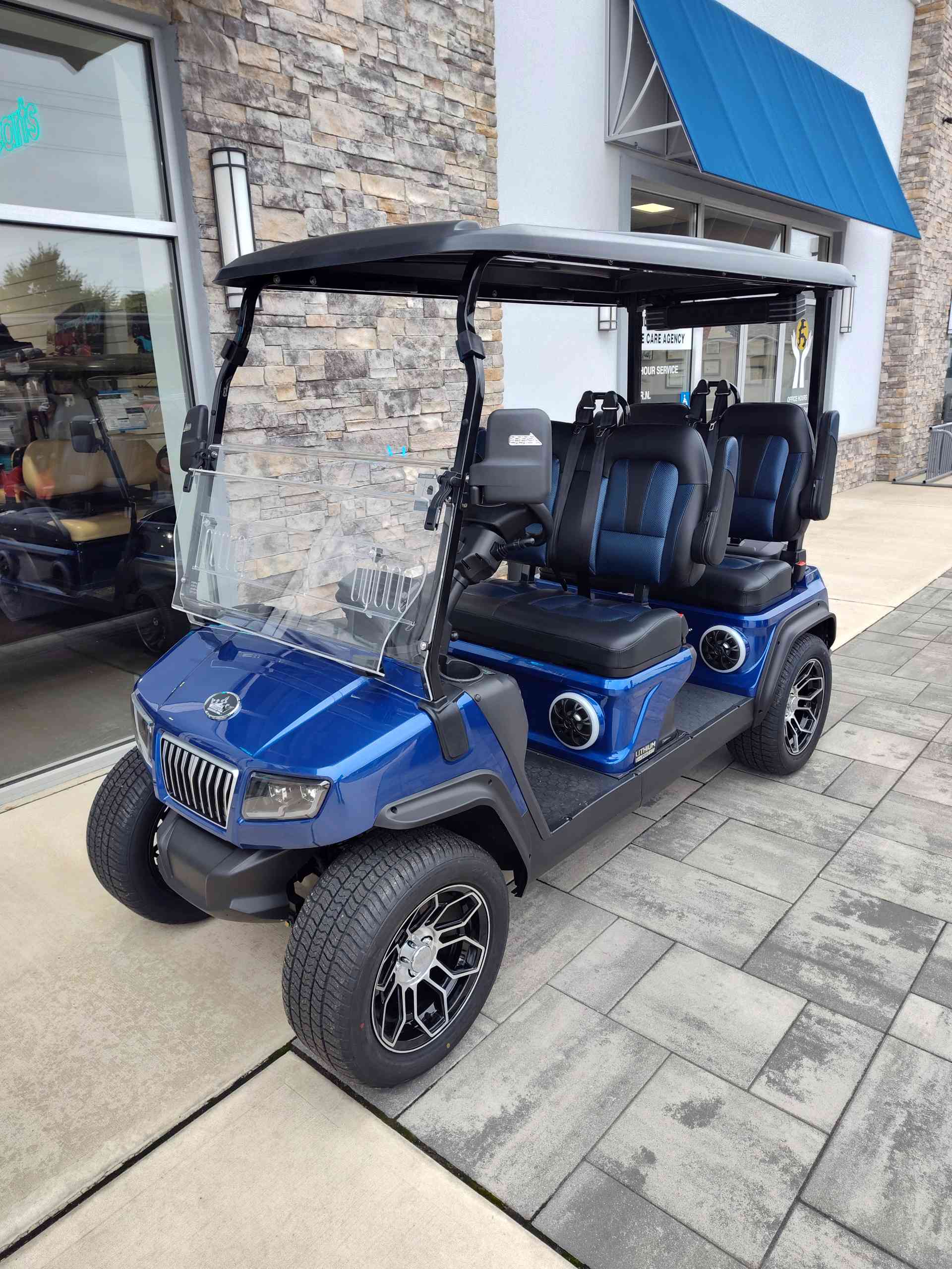 2027 Evolution D5 Ranger 4 PLUS Golf Cart in Portimao Blue for sale at TIGON Bayville, NJ