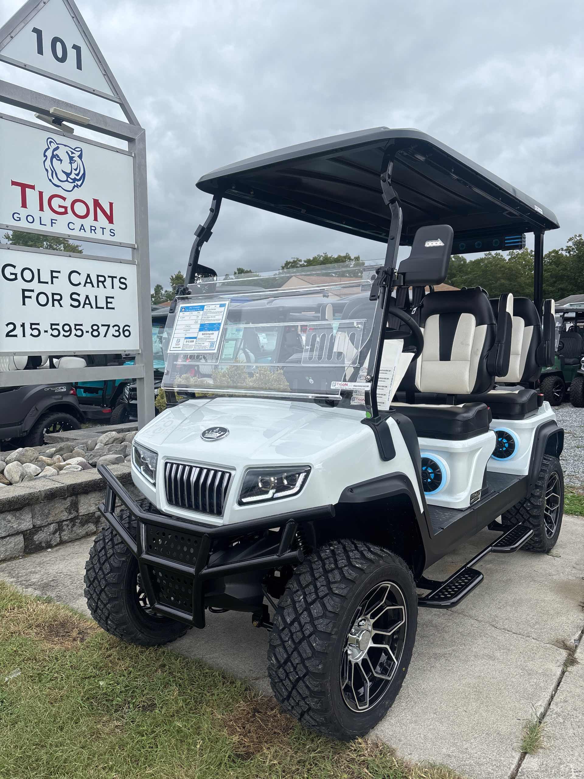 2027 Evolution D5 Maverick 4 PLUS Golf Cart in White for sale at TIGON Ocean View, NJ