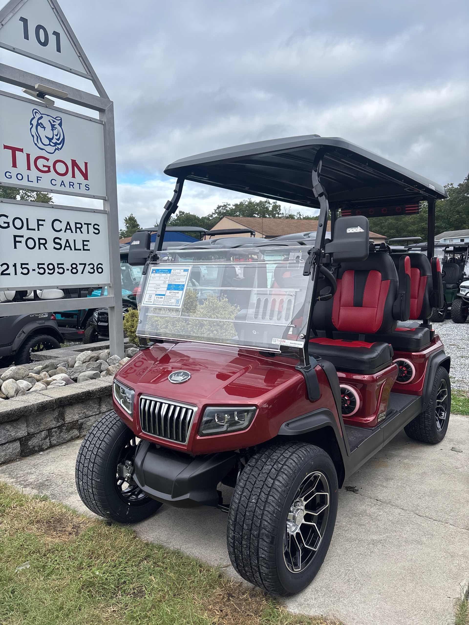 2027 Evolution D5 Ranger 4 PLUS Golf Cart in Flamenco Red for sale at TIGON Ocean View, NJ