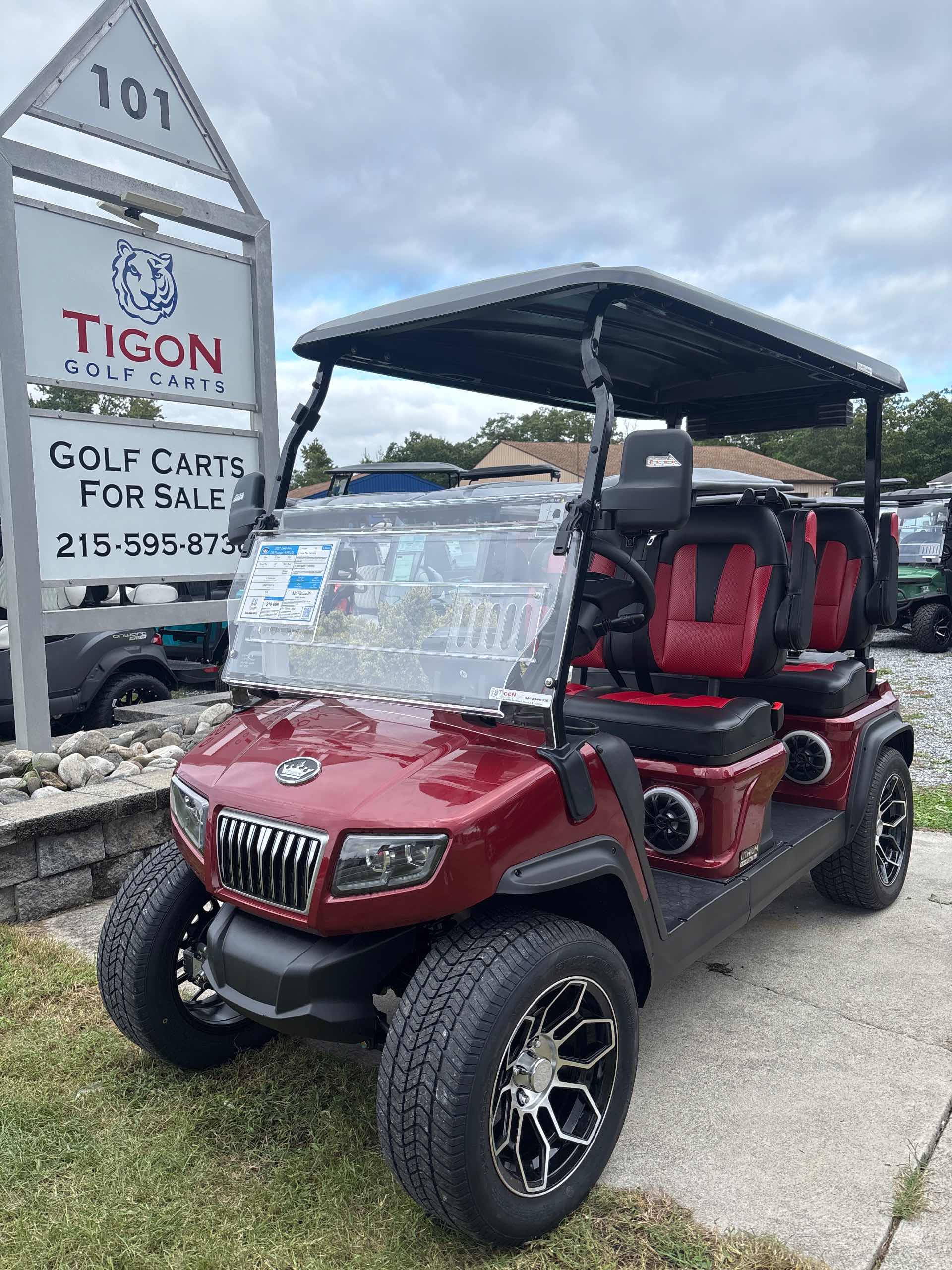 2027 Evolution D5 Ranger 4 PLUS Golf Cart in Flamenco Red for sale at TIGON Ocean View, NJ