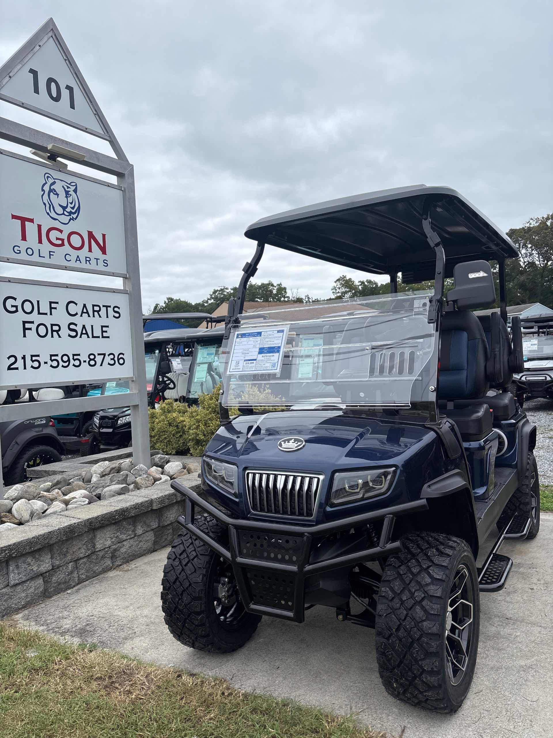 2027 Evolution D5 Maverick 4 PLUS Golf Cart in Mediterranean Blue for sale at TIGON Ocean View, NJ