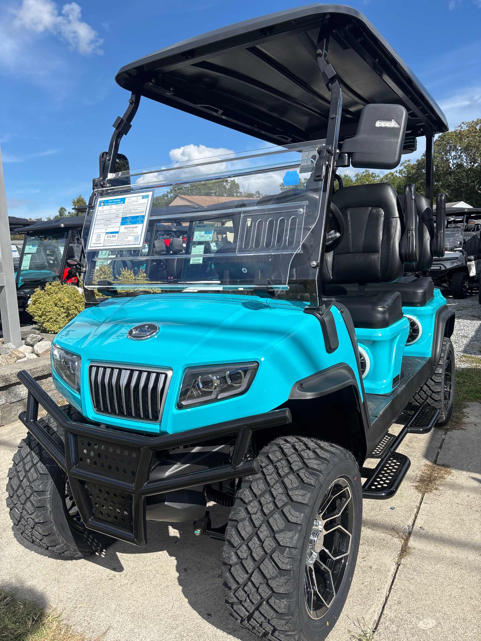 2027 Evolution D5 Maverick 4 PLUS Golf Cart in Sky Blue for sale at TIGON Ocean View, NJ