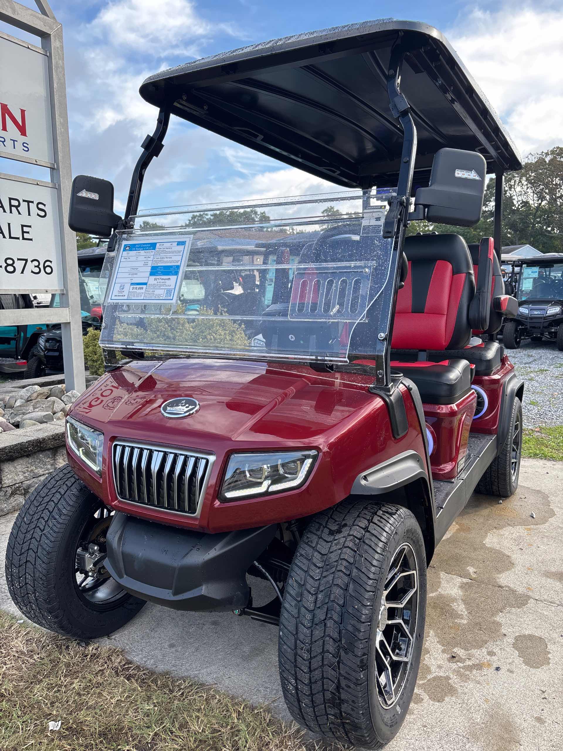 2027 Evolution D5 Ranger 4 PLUS Golf Cart in Flamenco Red for sale at TIGON Ocean View, NJ