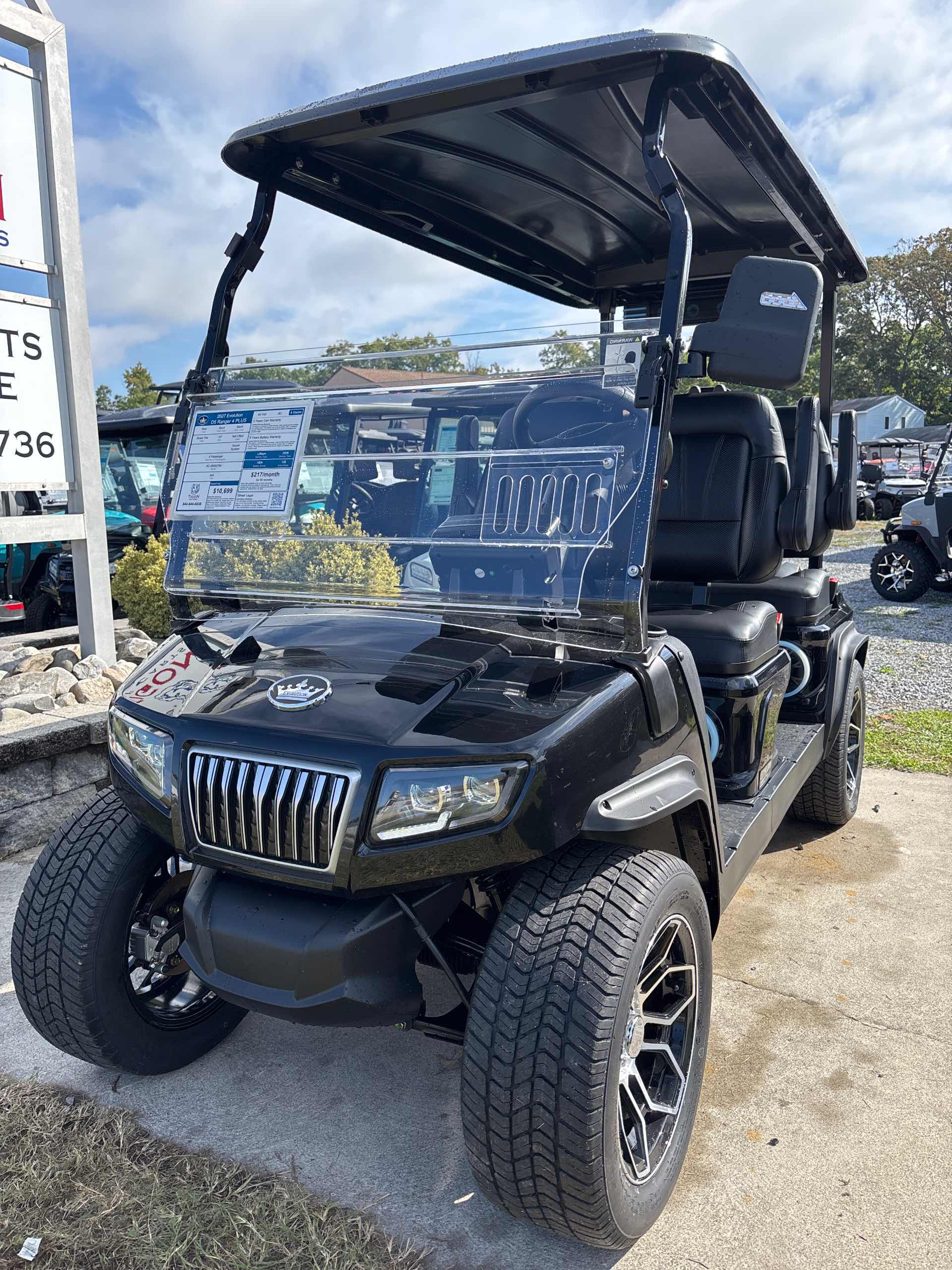 2027 Evolution D5 Ranger 4 PLUS Golf Cart in Black for sale at TIGON Ocean View, NJ