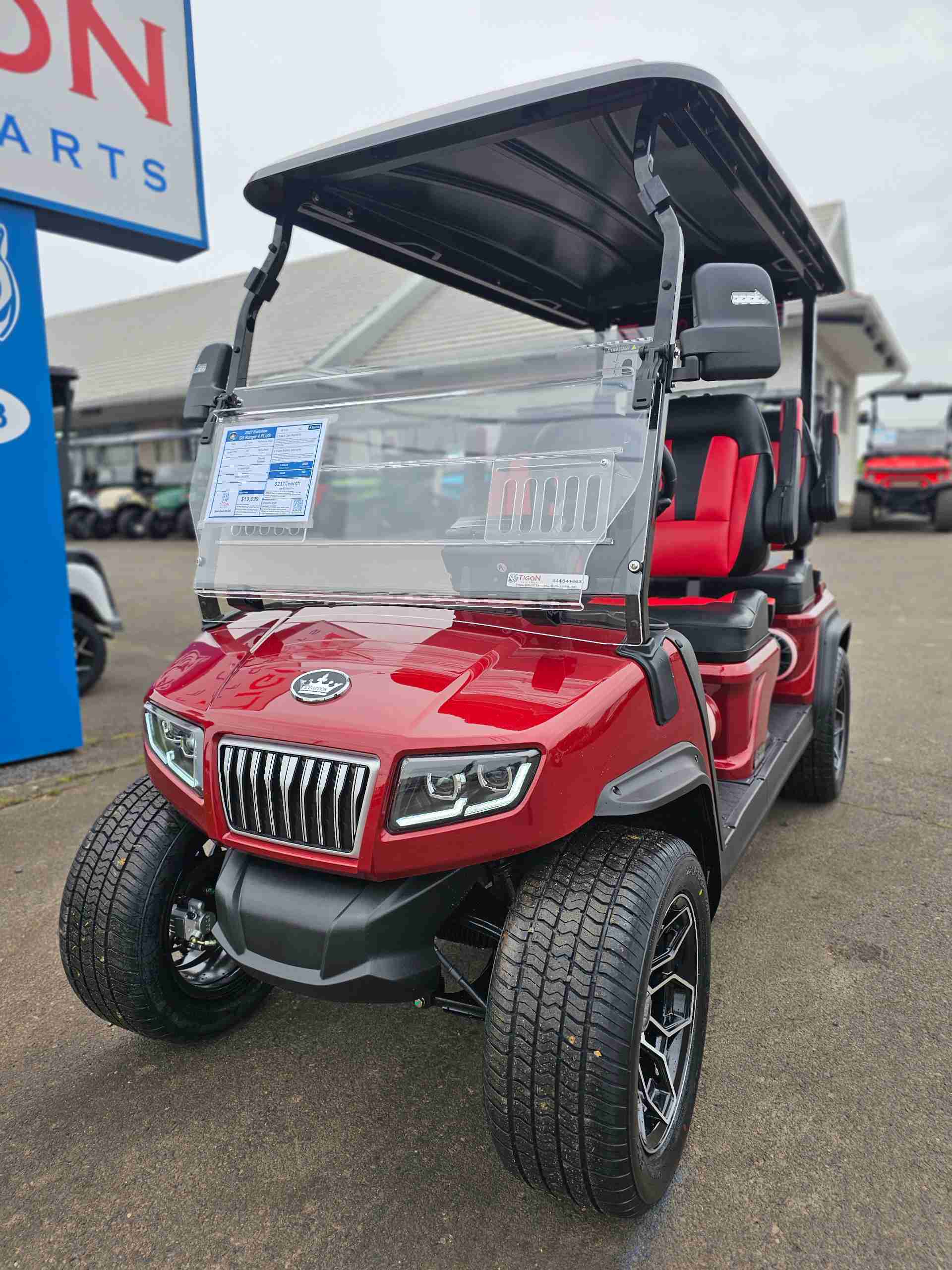 2027 Evolution D5 Ranger 4 PLUS Golf Cart in Flamenco Red for sale at TIGON Hatfield, PA