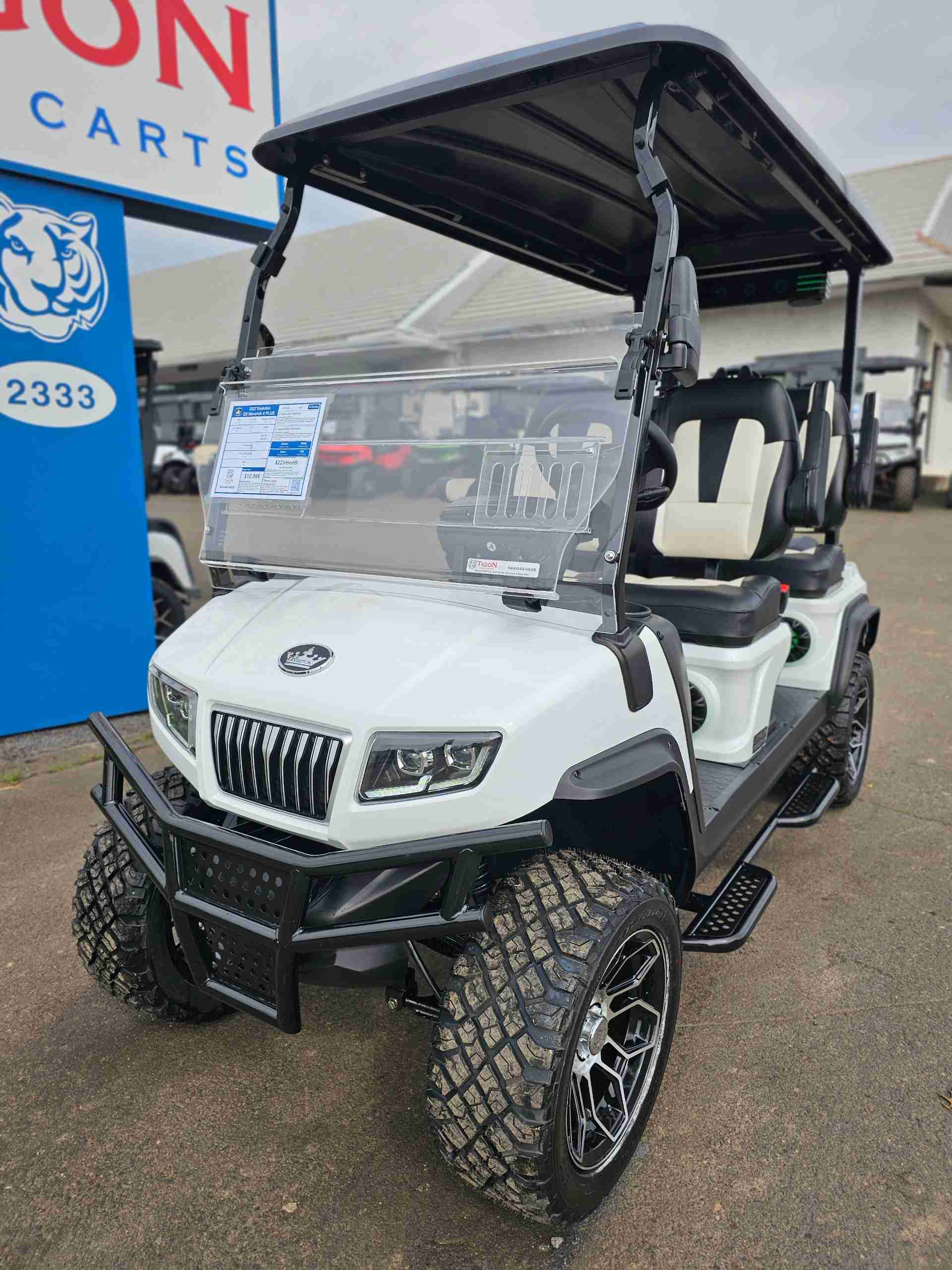 2027 Evolution D5 Maverick 4 PLUS Golf Cart in Mineral White for sale at TIGON Hatfield, PA