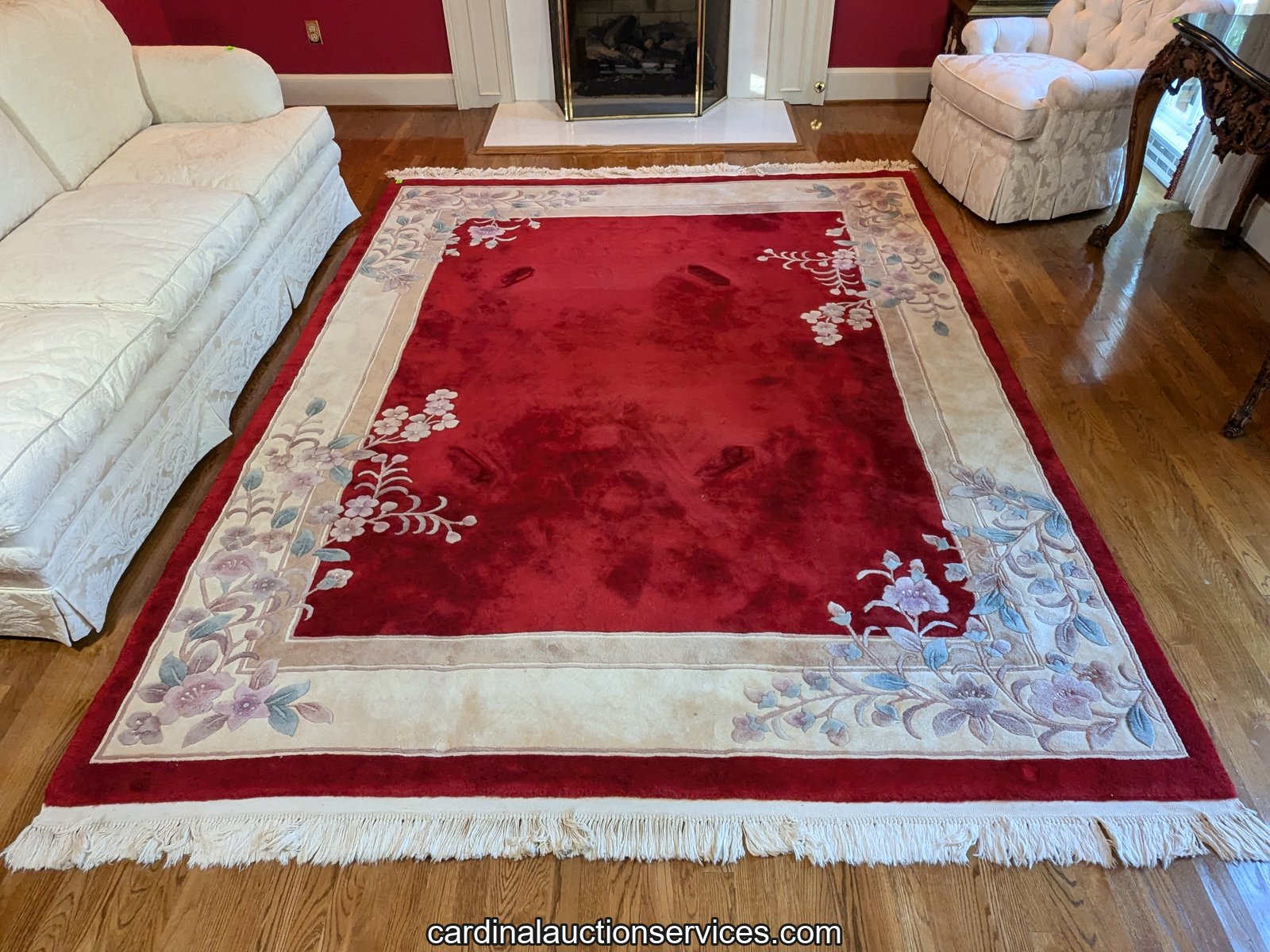 Chinese Sculpted Wool Rug, Floral, 10'2" x 7'10" - Lot 107, Barrington estate auction, Short Pump, Richmond VA