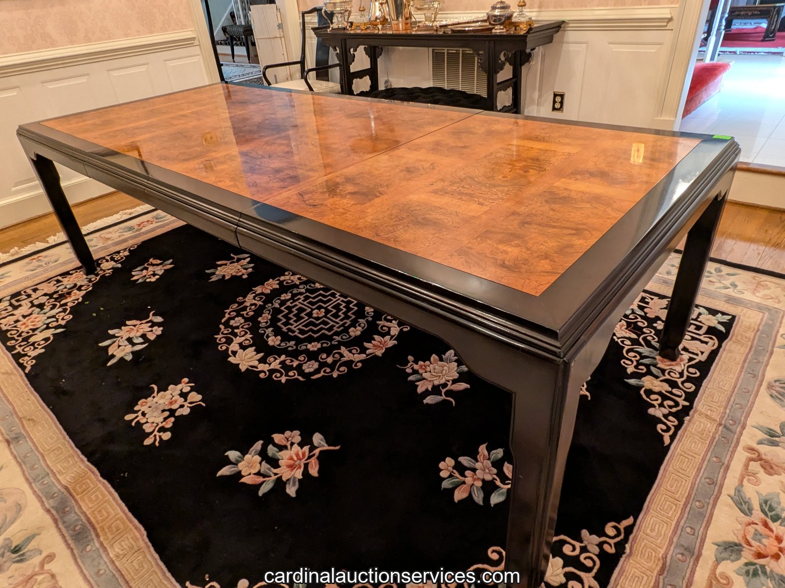 Century Furniture Asian-Inspired Dining Table with Two Leaves - Lot 120, Barrington estate auction, Short Pump, Richmond VA