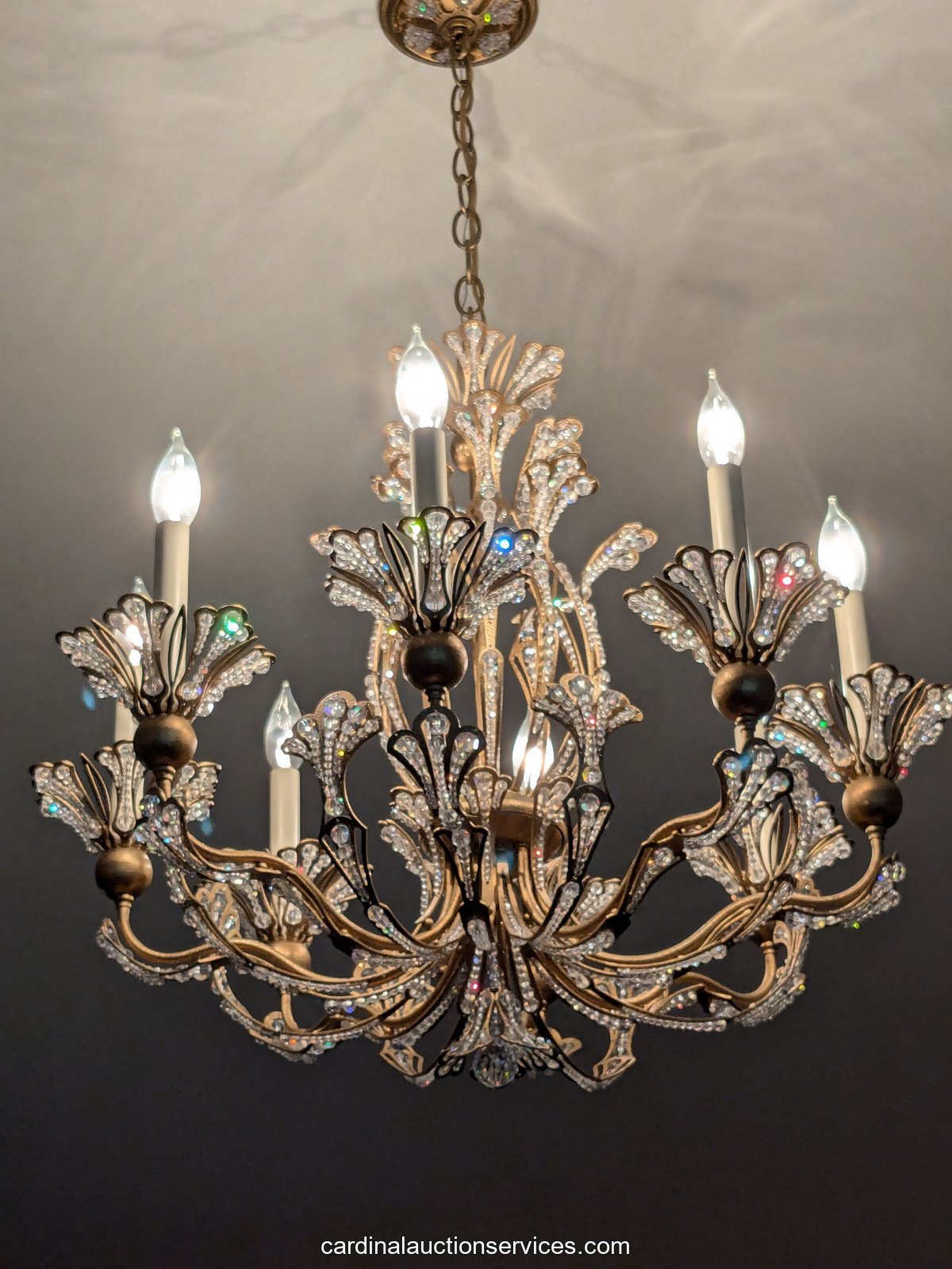 Schonbek beaded crystal eight-light chandelier, Lot 257, Barrington estate sale, Short Pump, Henrico VA