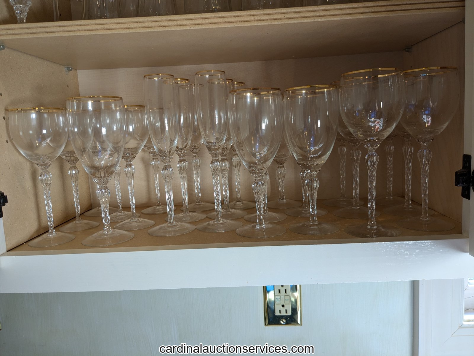 Lenox "Monroe" Gold-Trim Crystal Stemware Service - Lot 352, Barrington estate auction, Short Pump, Richmond VA