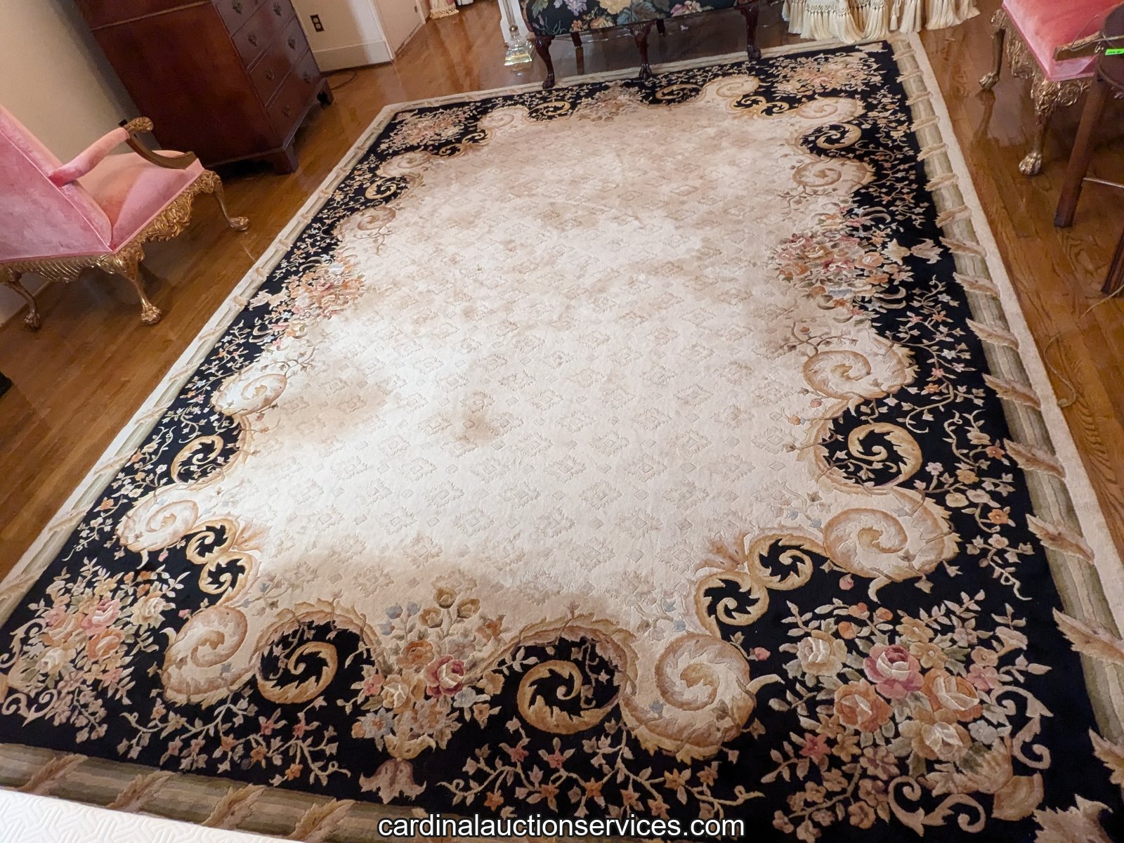 Hand-Knotted Carved Wool Rug, Room Size 13'5" x 10'2" - Lot 832, Barrington estate auction, Short Pump, Richmond VA