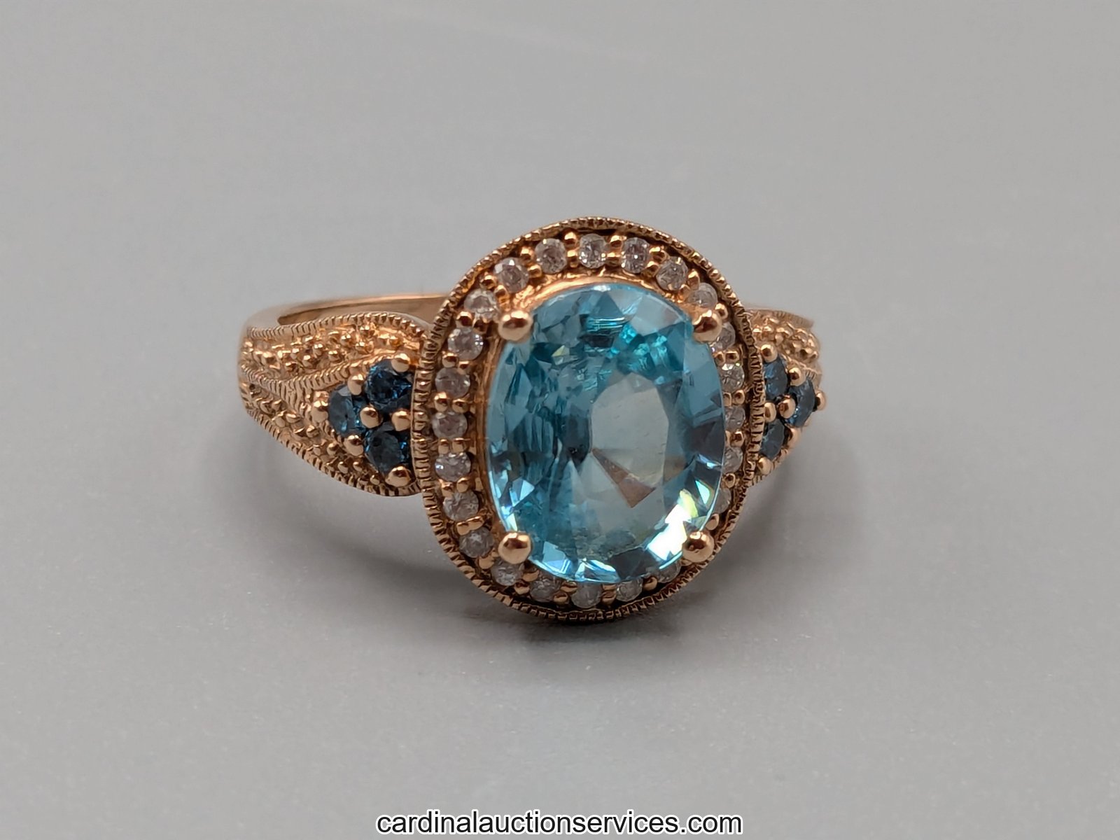 14k Gold Blue Topaz Halo Ring, Size 7 - Lot 101, gold and sterling auction, Richmond VA