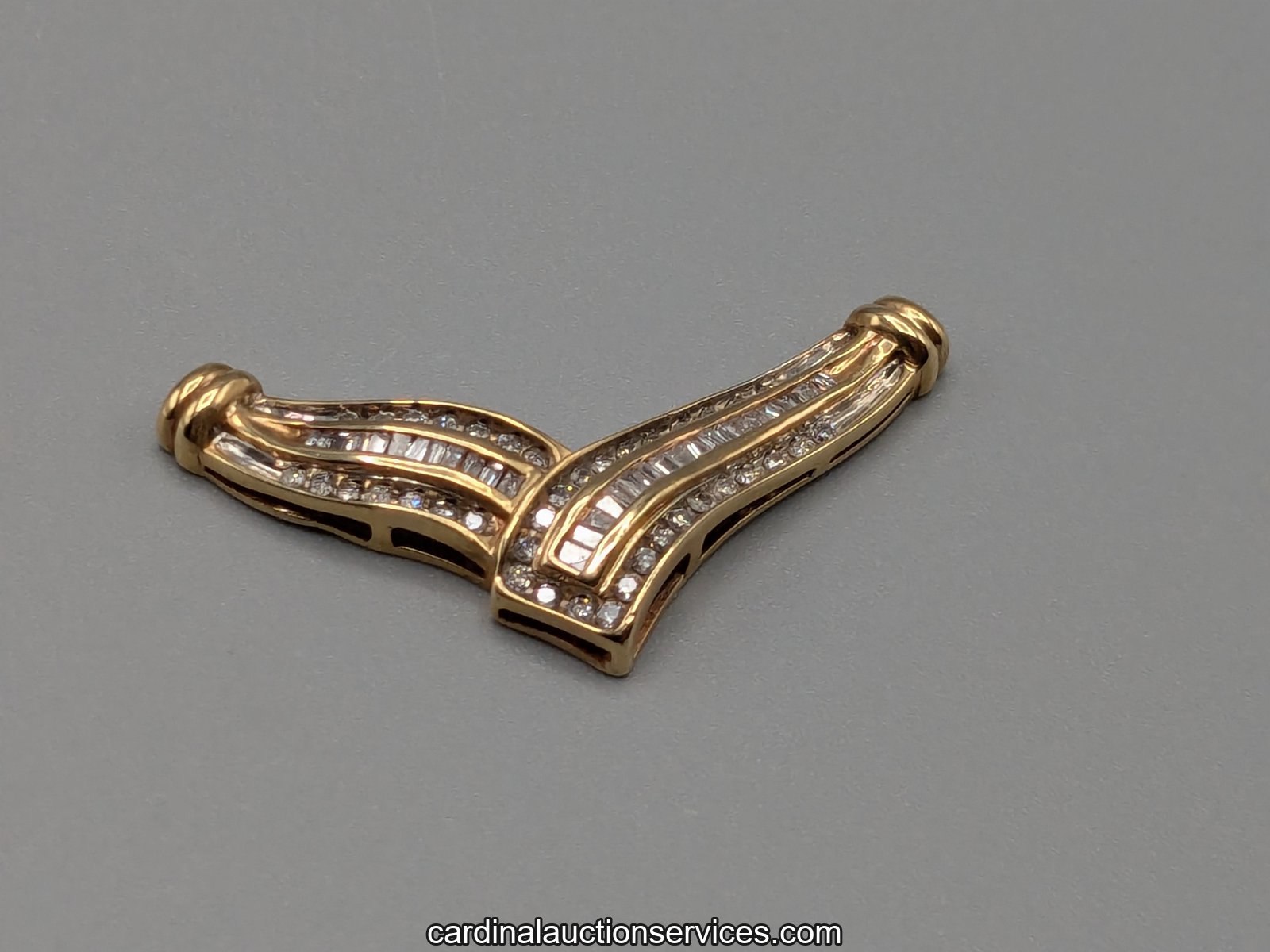 10k Gold Baguette and Round Diamond Chevron Pendant - Lot 106, gold and sterling auction, Richmond VA
