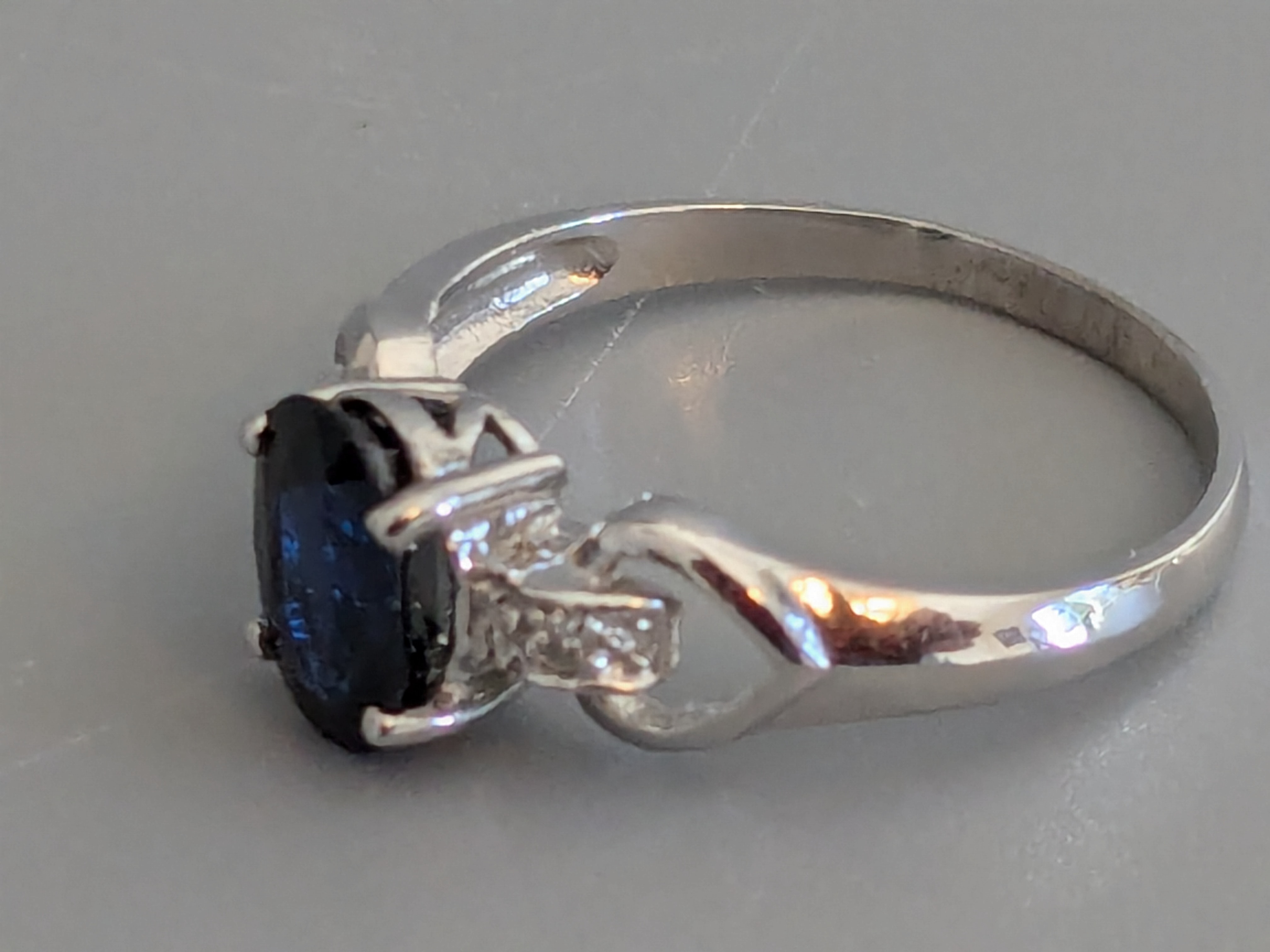 Natural Blue Sapphire and Diamond Ring, 14k White Gold, with 2020 Appraisal - Lot 108, gold and sterling auction, Richmond VA