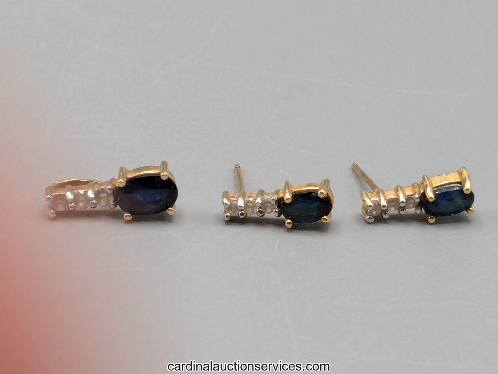 14k Gold Sapphire and Diamond Pendant and Earring Set - Lot 110, gold and sterling auction, Richmond VA