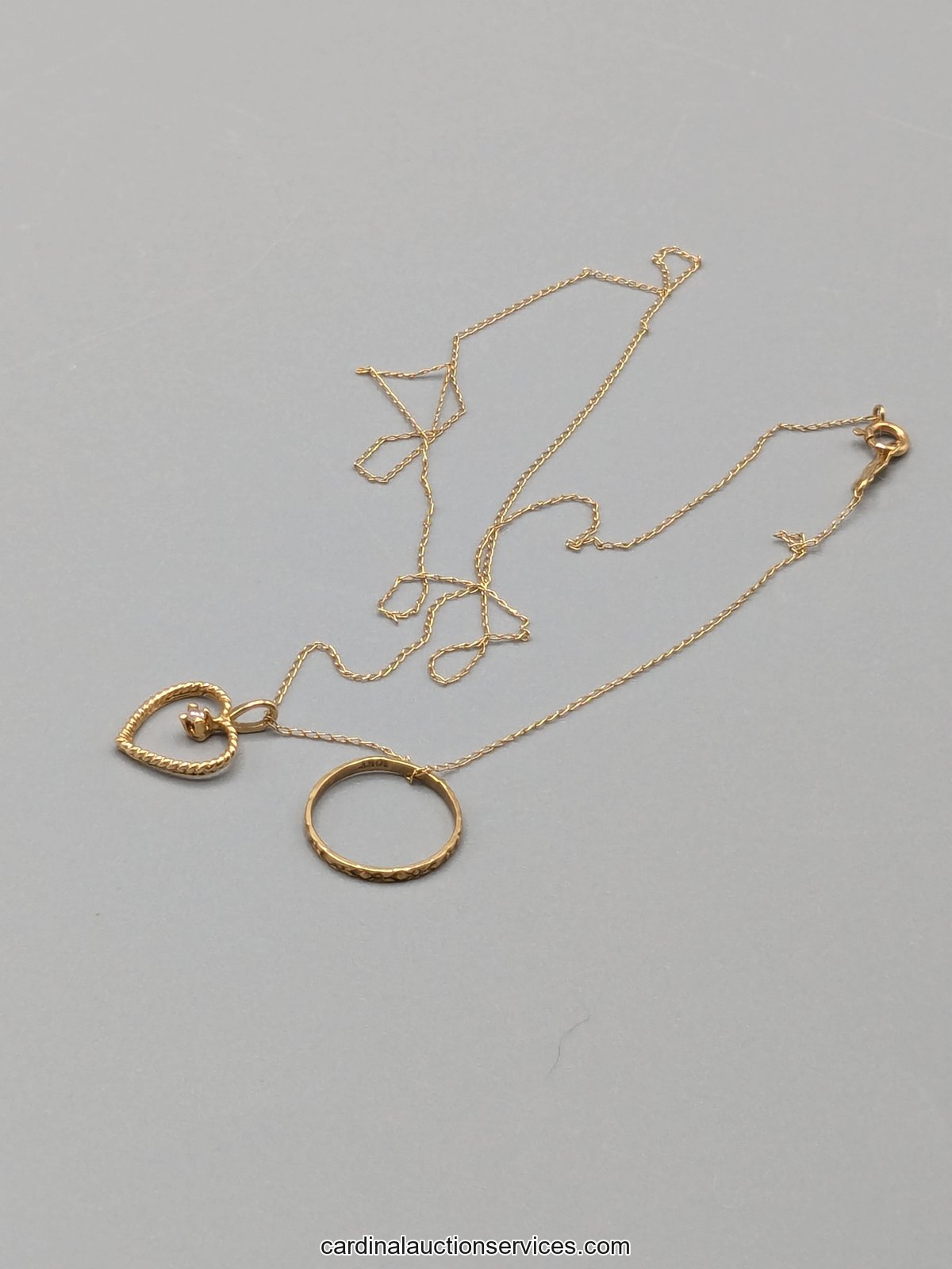 14k Gold Chain with Diamond Heart Pendant - Lot 114, gold and sterling auction, Richmond VA