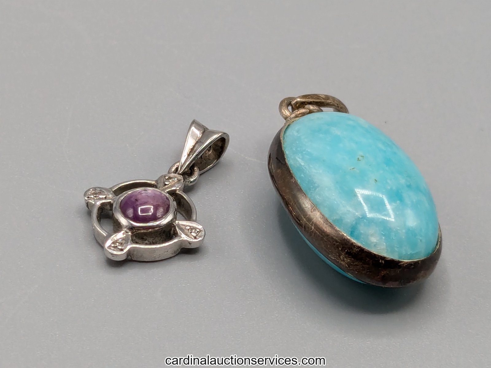 Sterling Silver Cabochon Pendants, Two - Lot 115, gold and sterling auction, Richmond VA